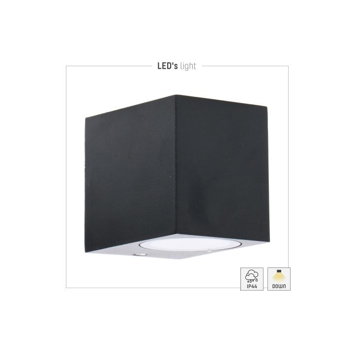 Led's light - Luminaire extérieur San Diego - sans source lumineuse - GU10x1 Noir - IP44 - 35W max - Réf : 1000501