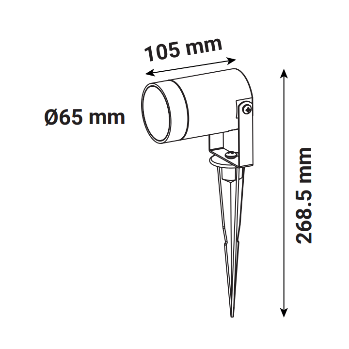 Miidex - Projecteur piquet slim (sans ampoule) - 230V - GU10 - Noir - IP65 - Réf : 70283