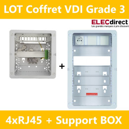 CAE - LOT Tableau C-TRI - 4RJ45 Grade 3 avec Support BOX - Réf : CTRIETG24XAXSD+ZA375C