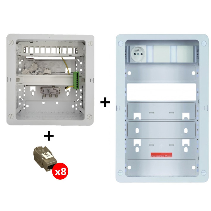 CAE - LOT Tableau C-TRI - 8RJ45 Grade 3 avec Support BOX - Réf : CTRIETG24XAXSD+ZA375C+4x ECONN6AFS8