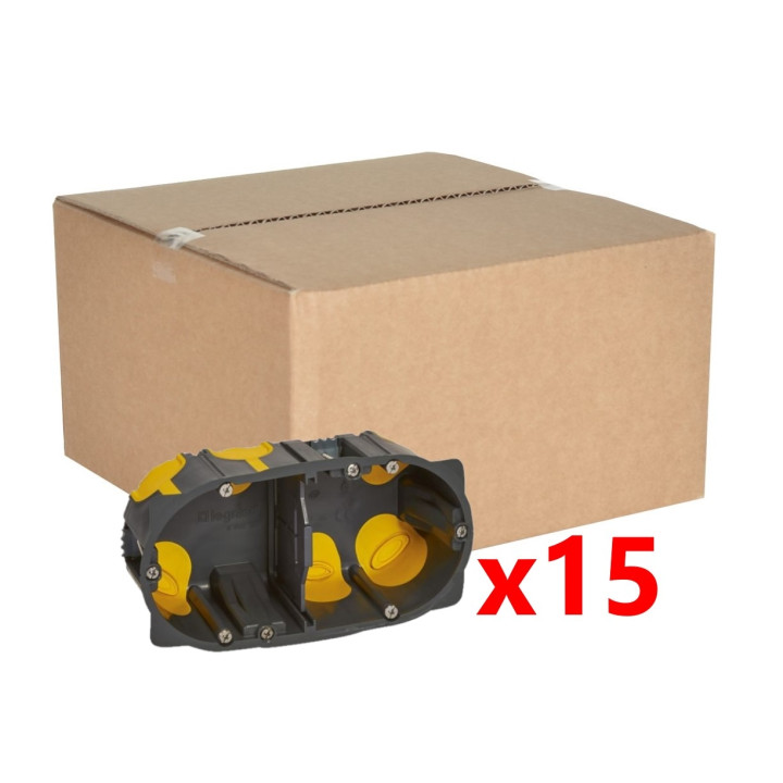 Legrand - Écobatibox - LOT de 15 Boîtes d'encastrement 2 postes - BBC - Profondeur 40mm - D.67mm - Réf : 080022Lx15