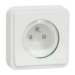 Schneider - Mureva Styl - Prise 2P+T - encastré - IP55 - IK08 - connexion auto - blanc - Réf : MUR39036