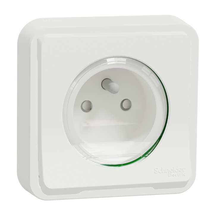 Schneider - Mureva Styl - Prise 2P+T - encastré - IP55 - IK08 - connexion auto - blanc - Réf : MUR39036