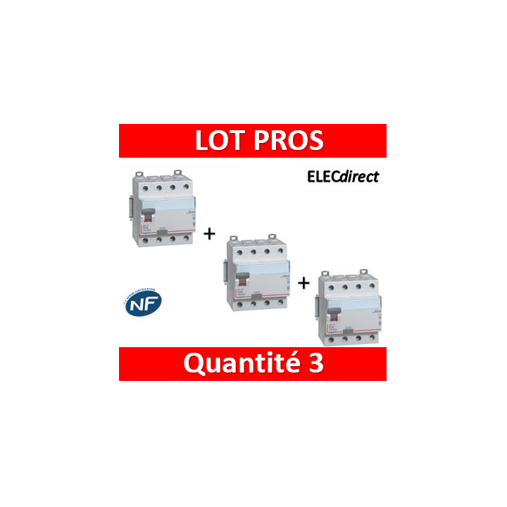 LEGRAND - Interrupteur différentiel DX3-ID 4P 63A - 30mA - AC - 411662x3