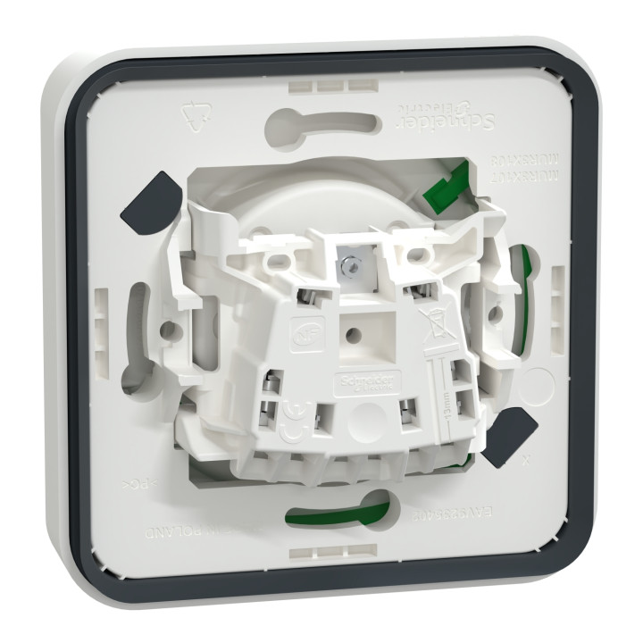 Schneider - Mureva Styl - Prise 2P+T - encastré - IP55 - IK08 - connexion auto - blanc - Réf : MUR39036