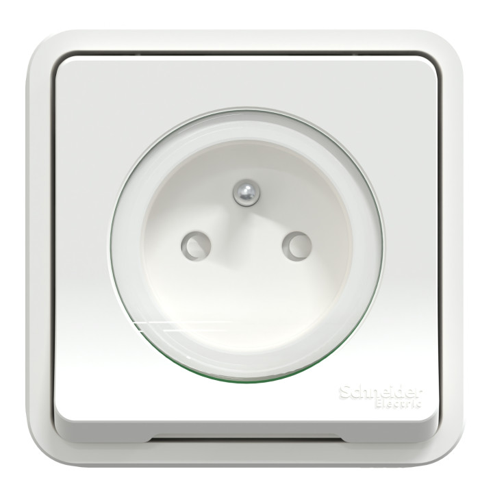 Schneider - Mureva Styl - Prise 2P+T - encastré - IP55 - IK08 - connexion auto - blanc - Réf : MUR39036