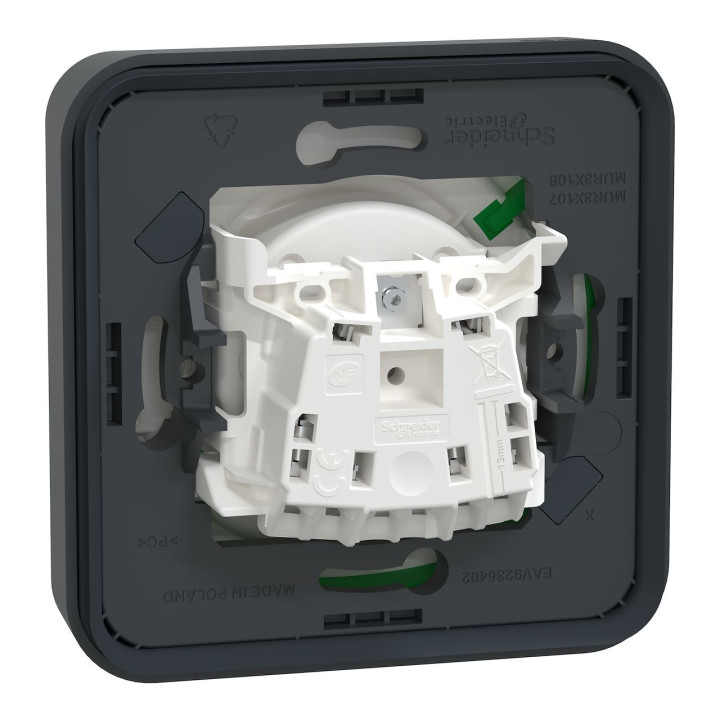 Schneider - Mureva Styl - Prise 2P+T - encastré - IP55 - IK08 - connexion auto - Gris anthr - Réf : MUR35036
