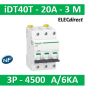 Schneider - Acti9 iDT40T - disjoncteur modulaire - 3P - 20A - courbe C - 4500A/6kA - A9P22320