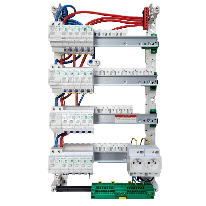 Schneider - Tableau électrique pré-équipé et pré-câblé prêt à poser – 4 rangées 18 modules avec prises