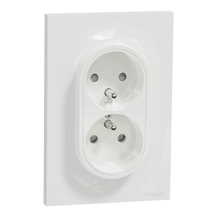 Schneider Odace - Prise de courant 2 x 2P+T 16A - 1 poste  - Blanc - s521089