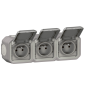 Legrand - Plexo - Triple prise de courant - Saillie - 2P+T - 16A - 230V - horizontal - IP55/IK07 - Réf : 069680L+069564L