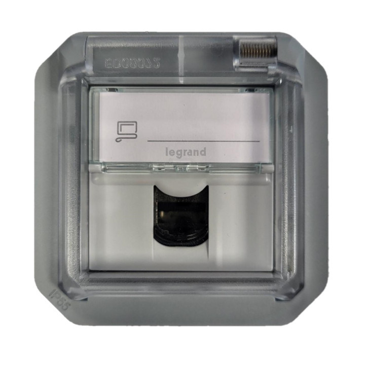 Legrand - Plexo - Prise RJ45 Cat. 6A STP - Saillie - Gris - IP55/IK07 - Réf : 069559L+069651L