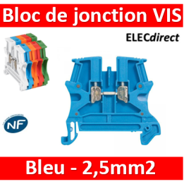 Legrand - Bloc jonction Viking 3 - À vis - Bleu - 1 entrée & 1 sortie - Pas 5 mm - Réf : 037100
