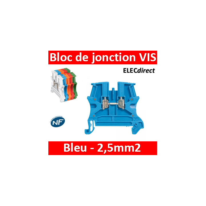 Legrand - Bloc jonction Viking 3 - À vis - Bleu - 1 entrée & 1 sortie - Pas 5 mm - Réf : 037100
