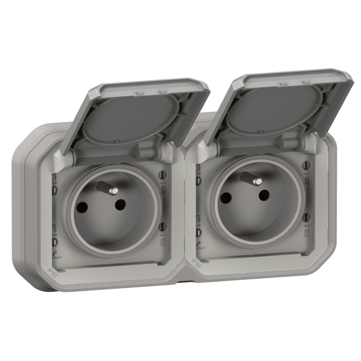 Legrand Plexo - Double Prise - à Encastrer - Horizontal - étanche IP55 - Réf : 069683L+069562L