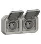 Legrand Plexo - Double Prise - à Encastrer - Horizontal - étanche IP55 - Réf : 069683L+069562L