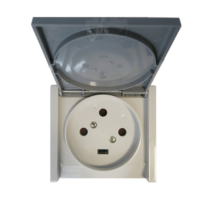 Legrand Plexo - Socle à encastrer - prise étanche Plexo 20 A - 3P+T - IP44-IK08 - gris- Réf : 055706