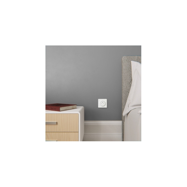 Schneider - Prise de courant Odace affleurante - Blanc - 2P+T - 16A - 250V - Bornes auto - Réf : S520052