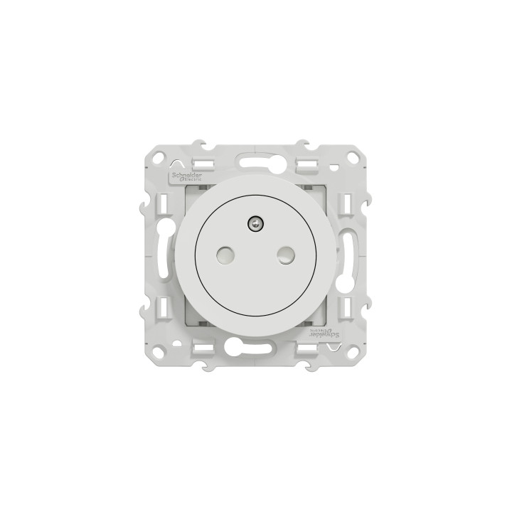 Schneider - Prise de courant Odace affleurante - Blanc - 2P+T - 16A - 250V - Bornes auto - Réf : S520052
