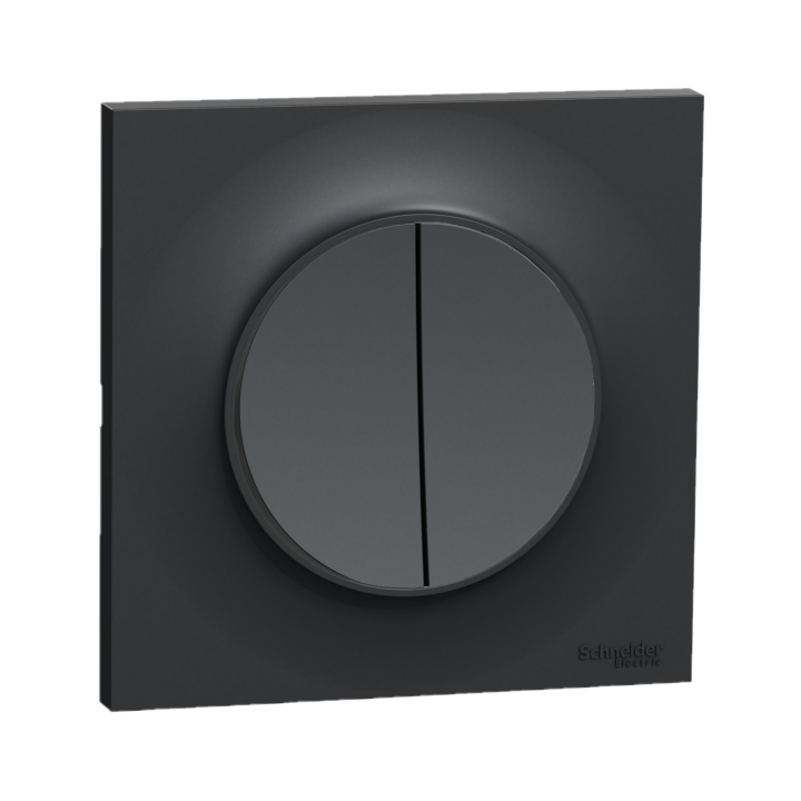 Schneider Odace - Double Interrupteur/va-et-vient - Anthracite - Complète - Réf : S540214 + S540702