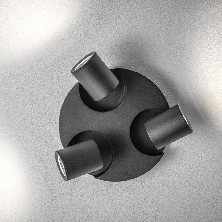 GTV Lighting - Luminaire plafond BLINK 2 - 3xGU10 - Noir - Réf : OS-BLND50W3-00