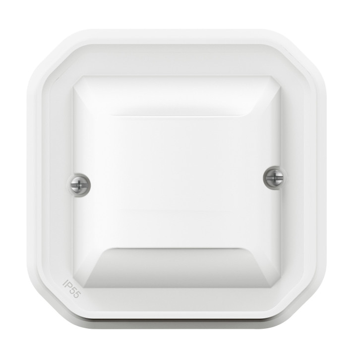 Legrand - Plexo - Détecteur mural universel - Infrarouge - Encastré - Blanc - IP55/IK07 - Réf : 069520LA + 069692L