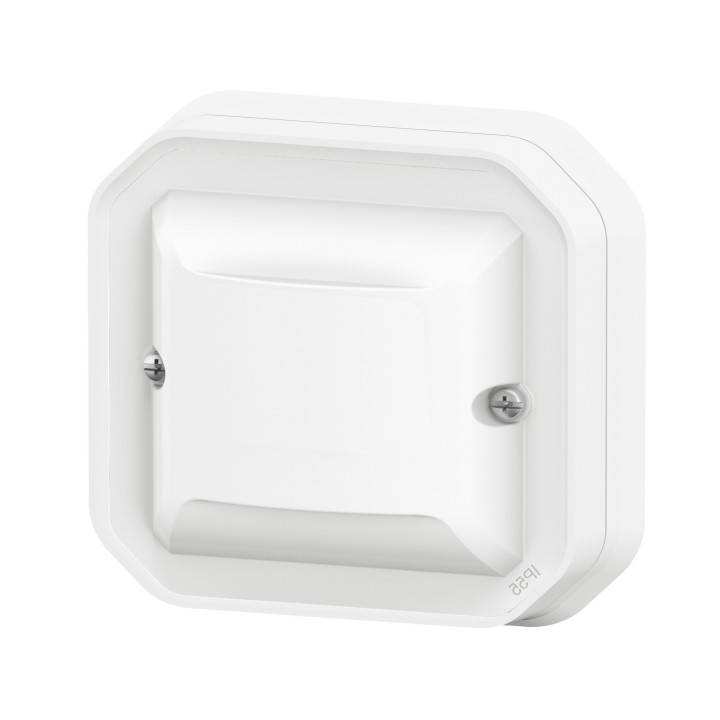 Legrand - Plexo - Détecteur mural universel - Infrarouge - Encastré - Blanc - IP55/IK07 - Réf : 069520LA + 069692L