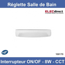 Miidex - Réglette LED Salle de Bain + Interrupteur ON/OFF - CCT - 8W - Réf : 100170