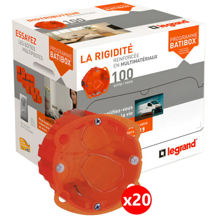 Legrand Batibox - Boîte multimatériaux 1 poste profondeur 40 mm - 080101x20