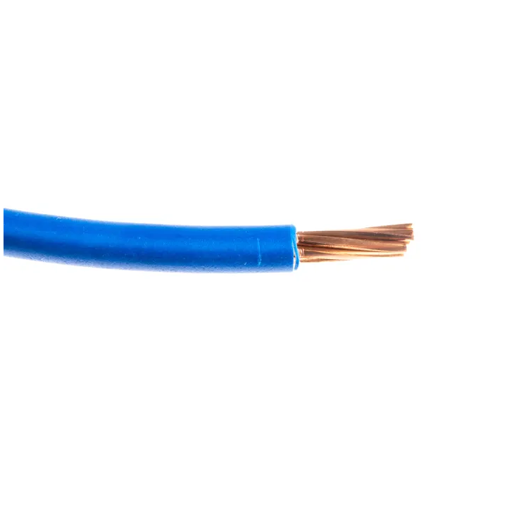 Fil HO7VR 10 mm2 rigide - Bleu - vendu au m.