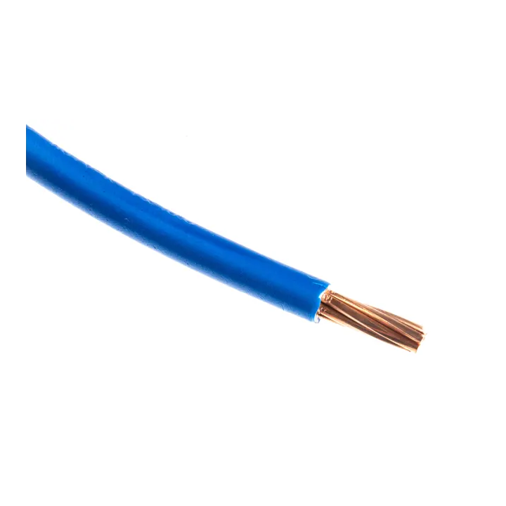 Fil HO7VR 10 mm2 rigide - Bleu - vendu au m.
