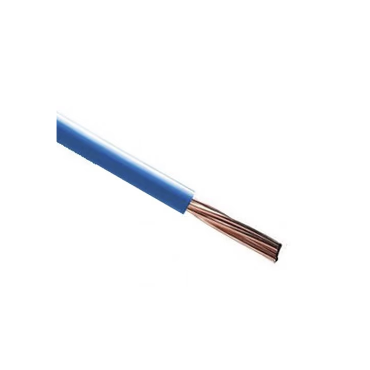 Fil HO7VR 6 mm2 rigide - Bleu - vendu au m.