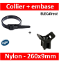 Ram - Collier de fixation nylon - noir - 260x9  + Embase à visser - Collier x100 (59126) +Embase x100 (59220)