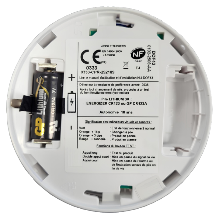 Cofrelec - Détecteur de fumée autonome à piles interchangeable - DOF43 - Réf : ALMSRT001