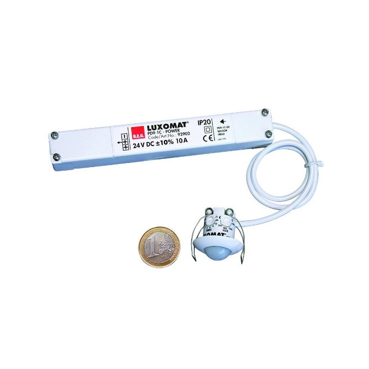 B.E.G - Mini détecteur de mouvement infrarouge LUXOMAT - 360° - Blanc - PD9-1C-FP-BL - Ref : 92902