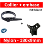 Ram - Collier de fixation nylon - noir - 180x9 + Embase à visser - Collier x100 (59118) +Embase x100 (59220)