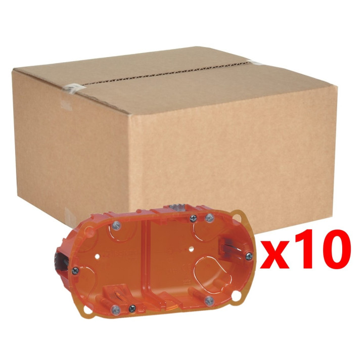 Legrand Batibox - LOT de 10 Boîtes multimatériaux 2 postes - 4/5M - Hor/Ver - profondeur 40 mm - Réf : 080102