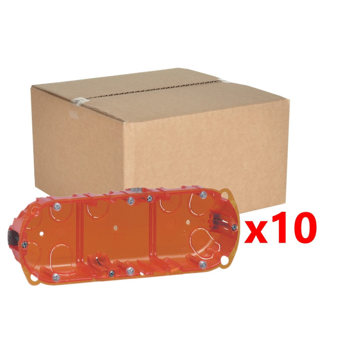 Legrand Batibox - LOT de 10 Boîtes multimatériaux 3 postes - 6/8M - Hor/Ver - profondeur 40 mm - Réf  080103