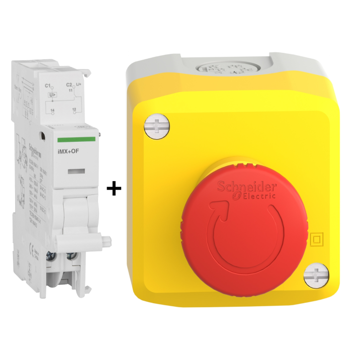 Schneider - LOT iMX+OF déclench. à émission tension + contact aux. 100-415VCA 110-130VCC - Réf : A9A26946+XALK178E