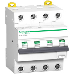 Acti9 - Disjoncteur diff. iC60 RCBO - 400Vca - 4P - 16A - 30mA - Courbe C - 6kA - Type AC - Réf : A9D57416