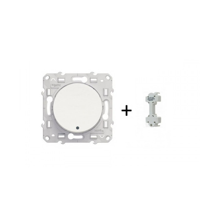 Schneider - Odace - Bouton poussoir - blanc - lumineux LED bleu - 10A - 250V - Réf : S520276
