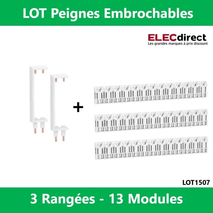 Schneider - LOT  - Peignes Vert. + Hor. XE 13M pour tableaux 3 rangées - R9EXHS13x3+R9EXVx2