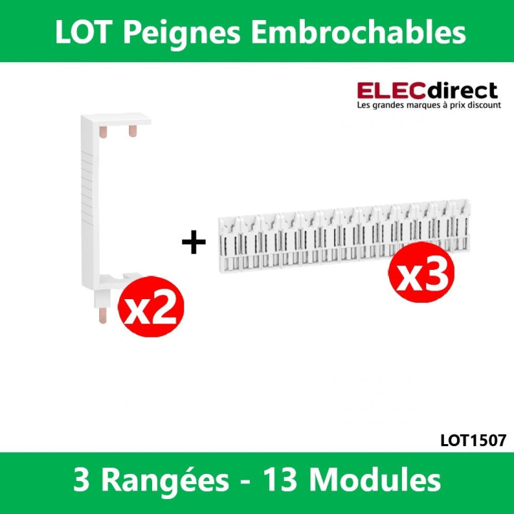 Schneider - LOT  - Peignes Vert. + Hor. XE 13M pour tableaux 3 rangées - R9EXHS13x3+R9EXVx2