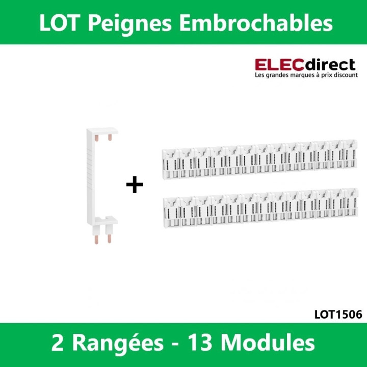 Schneider - LOT - Peignes Vert. + Hor. XE 13M pour tableaux 2 rangées - R9EXHS13x2+R9EXV