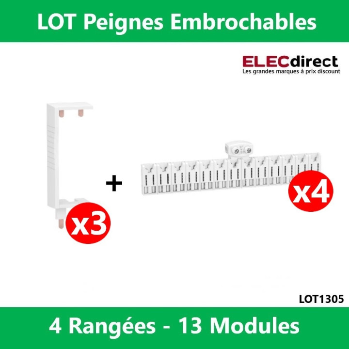 Schneider - LOT - Peignes Vert. + Hor. XE 13M pour tableaux 4 rangées - R9EXHC13x4+R9EXVx3