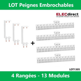 Schneider - LOT - Peignes Vert. + Hor. XE 13M pour tableaux 4 rangées - R9EXHC13x4+R9EXVx3