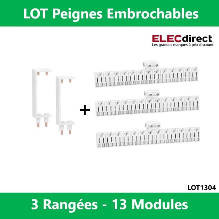 Schneider - LOT - Peignes Vert. + Hor. XE 13M pour tableaux 3 rangées - R9EXHC13x3+R9EXVx2