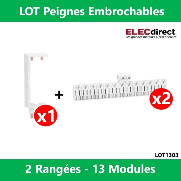 Schneider - LOT - Peignes Vert. + Hor. XE 13M pour tableaux 2 rangées - R9EXHC13x2+R9EXV