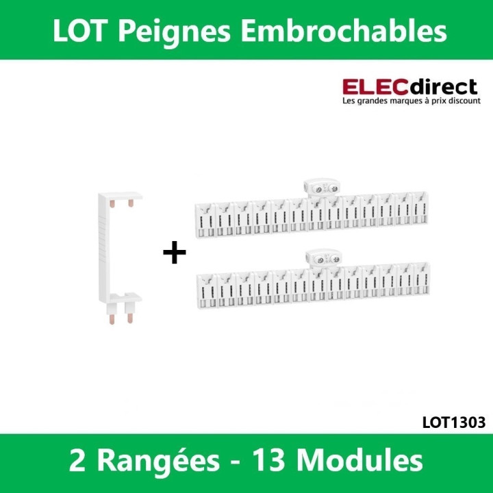 Schneider - LOT - Peignes Vert. + Hor. XE 13M pour tableaux 2 rangées - R9EXHC13x2+R9EXV