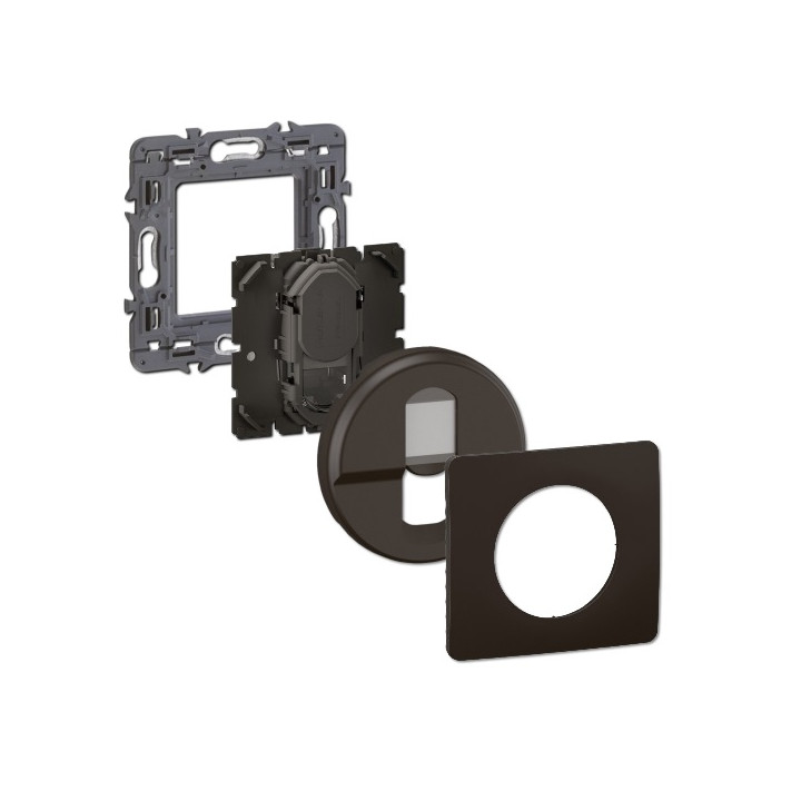Legrand - Céliane 2024 - Prise RJ45 simple Cat.6A STP complète noire - 1 poste - Réf : 080251 + CM0346 + CN0346 + CP0101